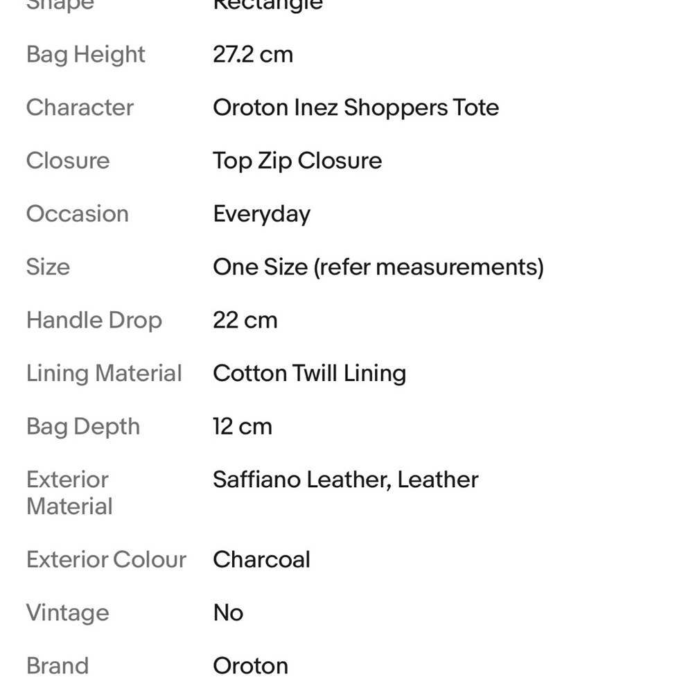 OROTON Brand New with Tags Authentic Australian Saffiano Leather Inez Tote Bag - Picture 10 of 10